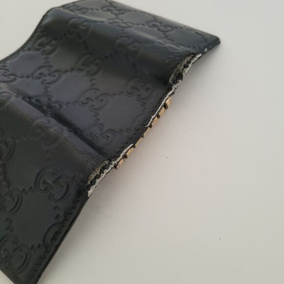 Gucci Guccissima Key Case Holder Wallet Case Leather Small Unisex Black Trifold - Picture 5 of 9